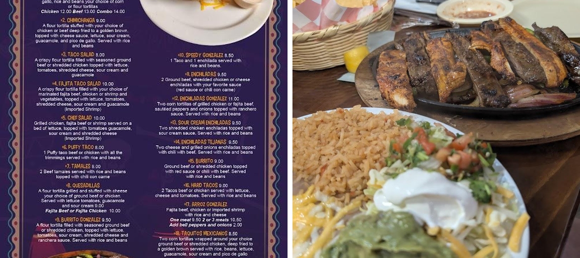 Gonzalez mexican restaurant Menu