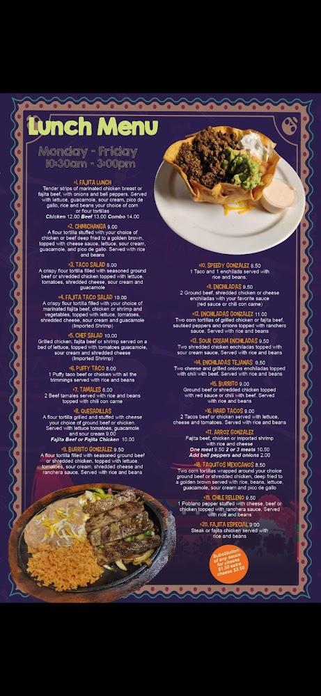 Gonzalez mexican restaurant Menu image 2